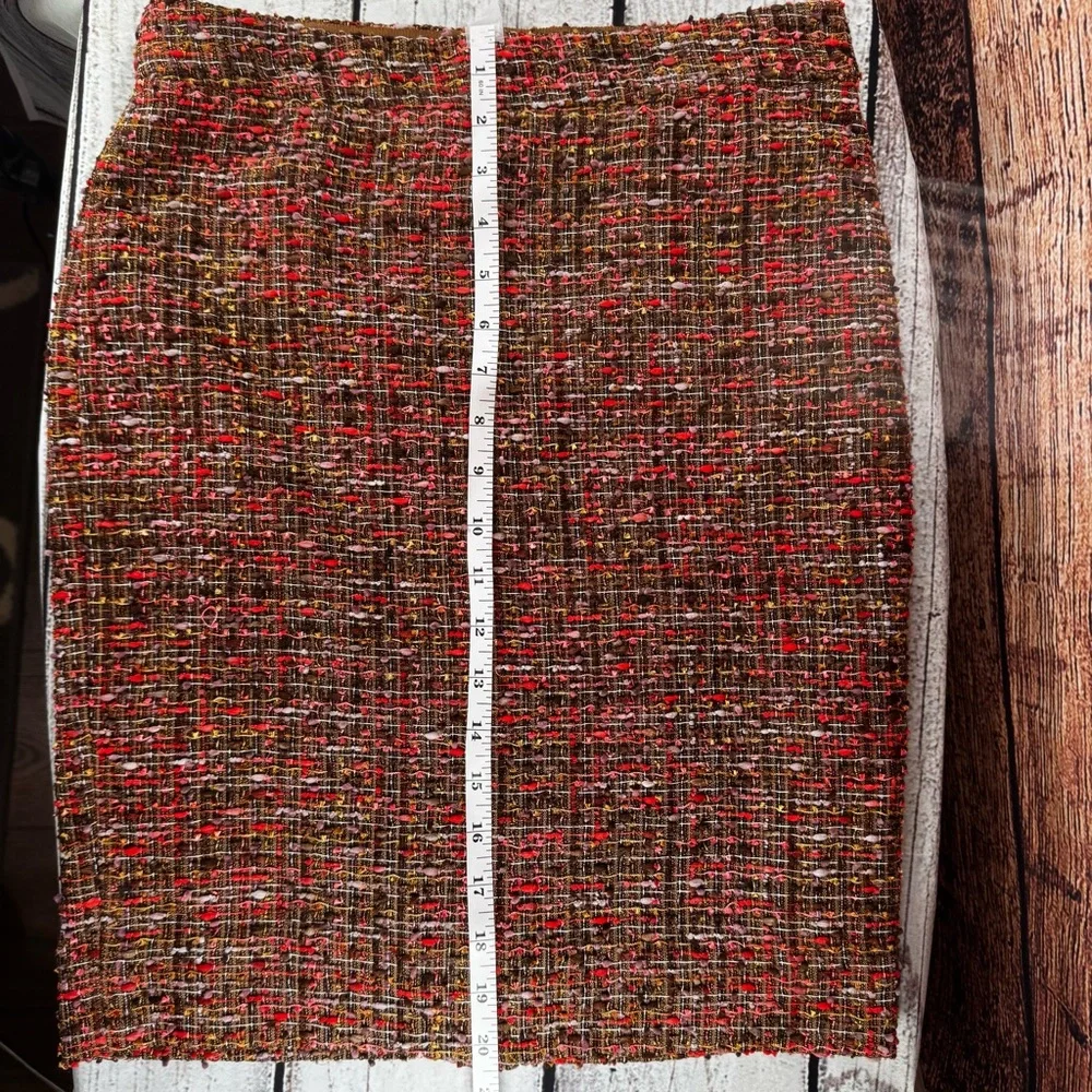 J.Crew Tweed Pencil Skirt Size 00 Brown Red Textured Career‎ Classic